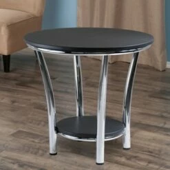 Maya Round End Table, Black Top, Metal Legs - Black, Metal - Winsome -Side Tables Sales unnamed file 5628