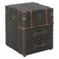 Wood and Fabric End Table Dark Blue - Olivia & May