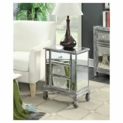 Gold Coast Vineyard 3 Drawer Mirrored End Table Weathered Gray/Mirror - Breighton Home -Side Tables Sales unnamed file 5698