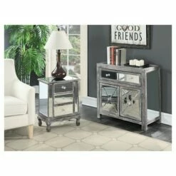 Gold Coast Vineyard 3 Drawer Mirrored End Table Weathered Gray/Mirror - Breighton Home -Side Tables Sales unnamed file 5699