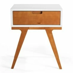 Donna Wood Bridge Leg Boho End Table with Drawer - Saracina Home Caramel -Side Tables Sales unnamed file 5704