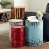 Olivia & May Farmhouse Drum End Tables Set Blue/Red - Olivia & May -Side Tables Sales unnamed file 5732