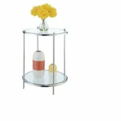 Breighton Home Royal Crest 2 Tier Round End Table - Johar Furniture Gold