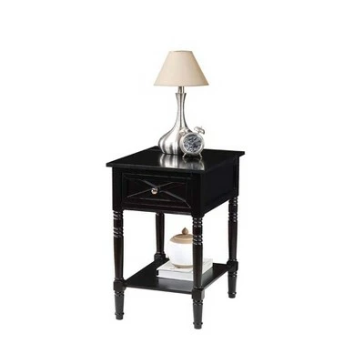Breighton Home Country Oxford End Table with Charging Station - Johar Furniture Black 4 Breighton Home Country Oxford End Table with Charging Station - Johar Furniture Black - Image 2
