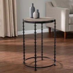Ulsing Round End Table Black/Gray - Aiden Lane