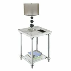 Roman II End Table Faux White Marble/Chrome - Breighton Home -Side Tables Sales unnamed file 5881