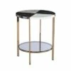 Lenaedo Round Faux Marble End Table Black/White/Gold - Aiden Lane -Side Tables Sales unnamed file 5906