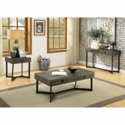 3pc Craddock Coffee Table Set Dark Oak - miBasics