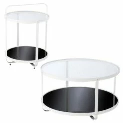Libing Glass Top End Table Black/White - Aiden Lane -Side Tables Sales unnamed file 5965