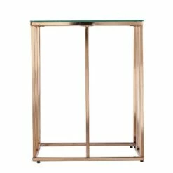 Nicholas Contemporary End Table with Glass Top Champagne - Aiden Lane