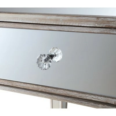 Gold Coast Mirrored End Table with Drawer Weathered White - Breighton Home 6 Gold Coast Mirrored End Table with Drawer Weathered White - Breighton Home - Image 4