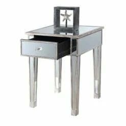 Gold Coast Mirrored End Table with Drawer Weathered White - Breighton Home 15 Gold Coast Mirrored End Table with Drawer Weathered White - Breighton Home -Side Tables Sales unnamed file 5997