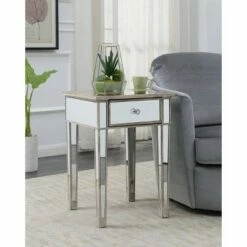Gold Coast Mirrored End Table with Drawer Weathered White - Breighton Home 16 Gold Coast Mirrored End Table with Drawer Weathered White - Breighton Home -Side Tables Sales unnamed file 5998