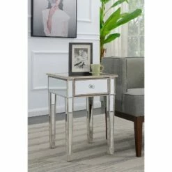 Gold Coast Mirrored End Table with Drawer Weathered White - Breighton Home 17 Gold Coast Mirrored End Table with Drawer Weathered White - Breighton Home -Side Tables Sales unnamed file 5999