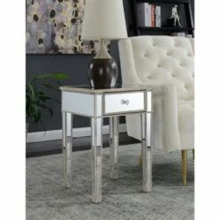 Gold Coast Mirrored End Table with Drawer Weathered White - Breighton Home 19 Gold Coast Mirrored End Table with Drawer Weathered White - Breighton Home -Side Tables Sales unnamed file 6001