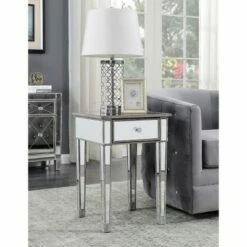Gold Coast Mirrored End Table with Drawer Weathered Gray - Breighton Home -Side Tables Sales unnamed file 6004