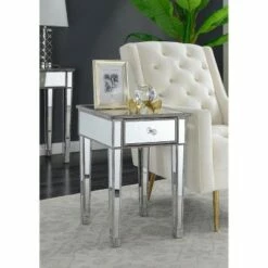Gold Coast Mirrored End Table with Drawer Weathered Gray - Breighton Home -Side Tables Sales unnamed file 6005