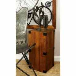 Olivia & May Set of 5 Farmhouse Wood Pedestal Tables Brown - Olivia & May