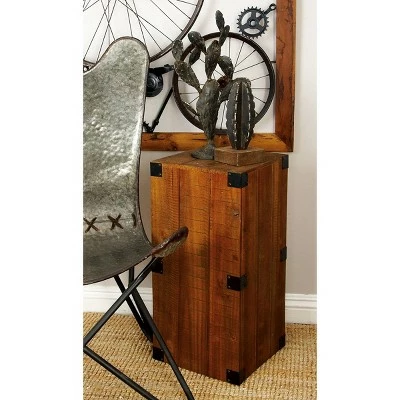 Olivia & May Set of 5 Farmhouse Wood Pedestal Tables Brown - Olivia & May 3 Olivia & May Set of 5 Farmhouse Wood Pedestal Tables Brown - Olivia & May