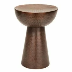 Olivia & May Hammered Metal Drum End Table Bronze - Olivia & May -Side Tables Sales unnamed file 6020