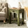 Alfred End Table with Storage Drawer - Antique Green - Safavieh