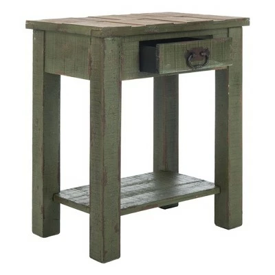 Alfred End Table with Storage Drawer - Antique Green - Safavieh 4 Alfred End Table with Storage Drawer - Antique Green - Safavieh - Image 2