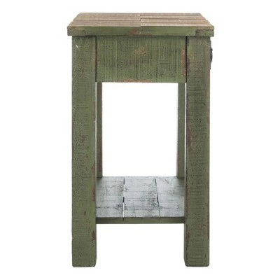 Alfred End Table with Storage Drawer - Antique Green - Safavieh 5 Alfred End Table with Storage Drawer - Antique Green - Safavieh - Image 3