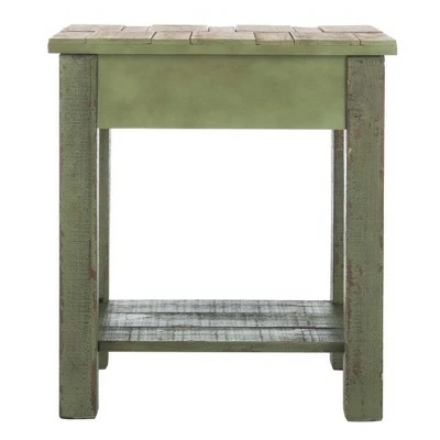 Alfred End Table with Storage Drawer - Antique Green - Safavieh 6 Alfred End Table with Storage Drawer - Antique Green - Safavieh - Image 4