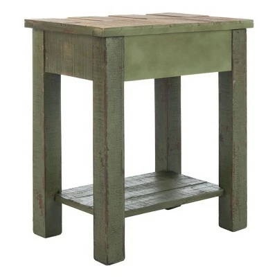 Alfred End Table with Storage Drawer - Antique Green - Safavieh 7 Alfred End Table with Storage Drawer - Antique Green - Safavieh - Image 5