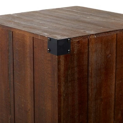 Olivia & May Set of 5 Farmhouse Wood Pedestal Tables Brown - Olivia & May 5 Olivia & May Set of 5 Farmhouse Wood Pedestal Tables Brown - Olivia & May - Image 3