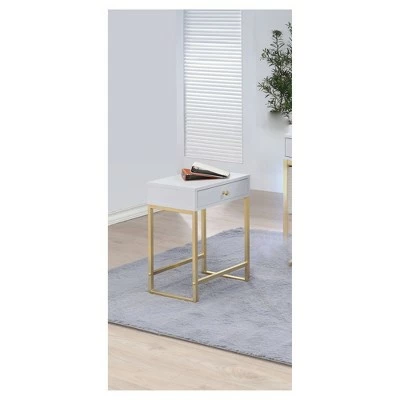End Table White Brass - Acme Furniture 3 End Table White Brass - Acme Furniture