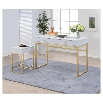 End Table White Brass - Acme Furniture 4 End Table White Brass - Acme Furniture - Image 2