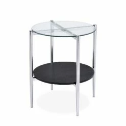 Bayliss End Table Glass Chrome/Merlot - Steve Silver Co.