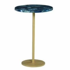 Oceana Round Chairside End Table Agate Blue - Steve Silver Co.
