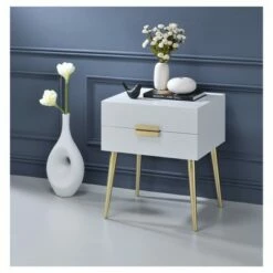 End Table White Gold - Acme Furniture