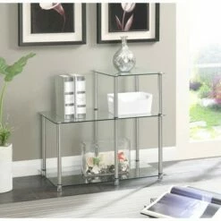 Classic Glass 3 Tier Step End Table Clear Glass - Breighton Home
