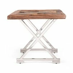 Treutlen Handcrafted Boho Wooden End Table Natural/Silver - Christopher Knight Home -Side Tables Sales unnamed file 6163