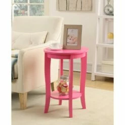 American Heritage Round End Table Pink - Breighton Home