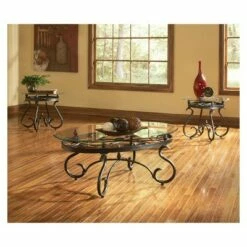 Steve Silver Co. Lola Occasional 3pk Glass and Metal - Steve Silver