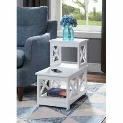 Oxford 2 Step Chairside End Table White - Breighton Home -Side Tables Sales unnamed file 6196