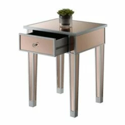 Gold Coast Mirrored End Table with Drawer Silver/Rose - Breighton Home -Side Tables Sales unnamed file 6217