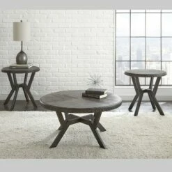 Steve Silver Co. Alamo Round End Table Gray - Steve Silver