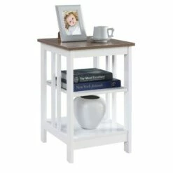 Mission End Table with Shelves Driftwood/White - Breighton Home -Side Tables Sales unnamed file 6259