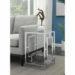Town Square Chrome End Table Clear Glass/Chrome Frame - Breighton Home -Side Tables Sales unnamed file 6265