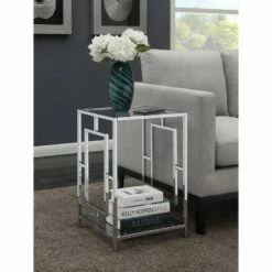Town Square Chrome End Table Clear Glass/Chrome Frame - Breighton Home -Side Tables Sales unnamed file 6266