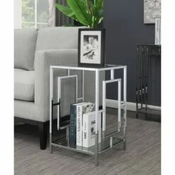 Town Square Chrome End Table Clear Glass/Chrome Frame - Breighton Home -Side Tables Sales unnamed file 6267