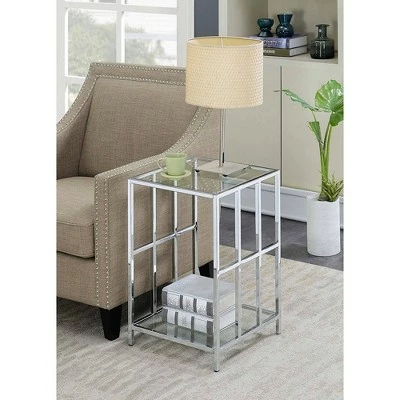 Mission Glass End Table Chrome - Breighton Home 3 Mission Glass End Table Chrome - Breighton Home