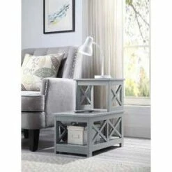 Oxford 2 Step Chairside End Table Gray - Breighton Home -Side Tables Sales unnamed file 6283