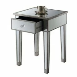 Gold Coast Mirrored End Table with Drawer Antiqued Silver/Mirror - Breighton Home 6 Gold Coast Mirrored End Table with Drawer Antiqued Silver/Mirror - Breighton Home -Side Tables Sales unnamed file 6286