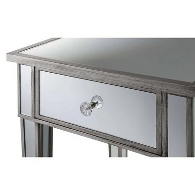 Gold Coast Mirrored End Table with Drawer Antiqued Silver/Mirror - Breighton Home 5 Gold Coast Mirrored End Table with Drawer Antiqued Silver/Mirror - Breighton Home - Image 3